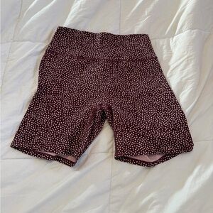 Amazon Women's Athletic Shorts in Maroon with Light Pink Dot Print